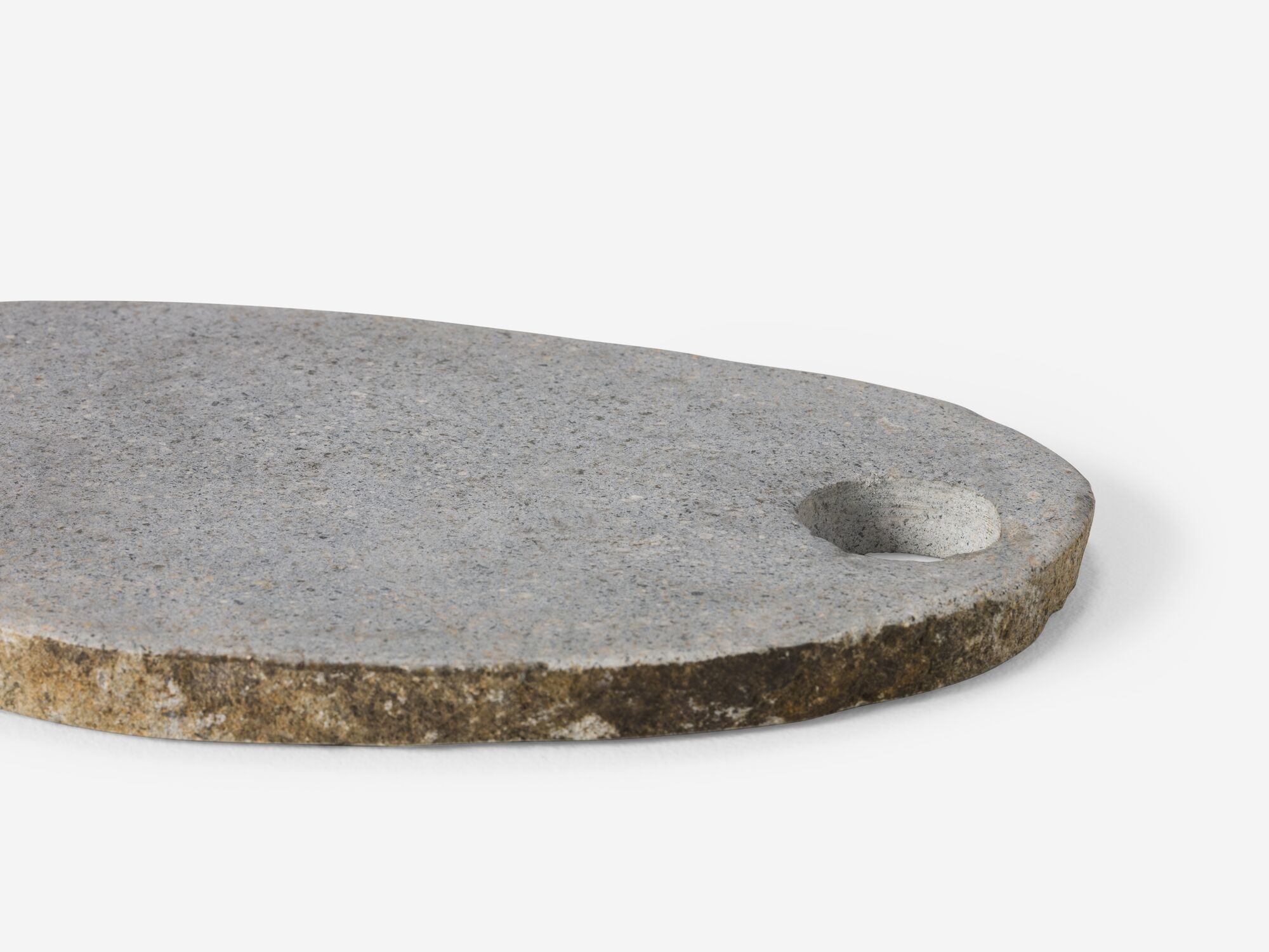 Small natural stone platter left detail view